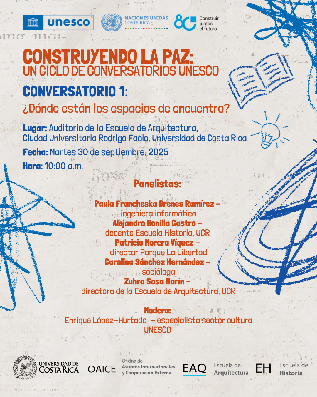 Afiche invita a Conversatorio UNESCO Construyendo la paz